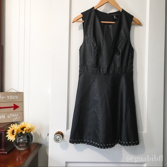 Forever 21 Faux Leather Skater Dress Grommet - Picture 4 of 8
